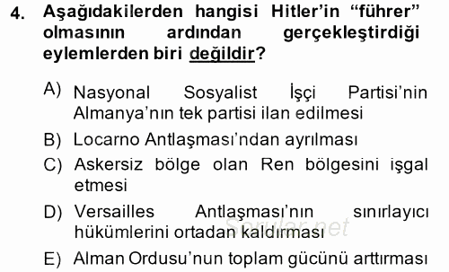 Siyasi Tarih 2 2014 - 2015 Ara Sınavı 4.Soru