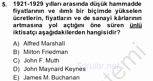 Siyasi Tarih 2 2014 - 2015 Ara Sınavı 5.Soru