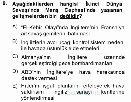 Siyasi Tarih 2 2014 - 2015 Ara Sınavı 9.Soru