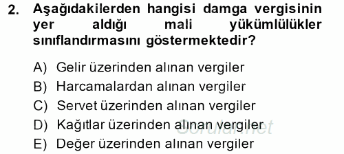 Damga Vergisi Ve Harçlar Bilgisi 2013 - 2014 Ara Sınavı 2.Soru