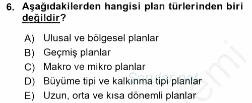 Destinasyon Yönetimi 2016 - 2017 Ara Sınavı 6.Soru