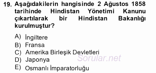 Gelişmekte Olan Ülkelerde Siyaset 2013 - 2014 Dönem Sonu Sınavı 19.Soru