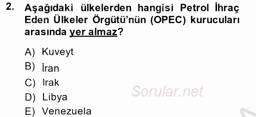 Gelişmekte Olan Ülkelerde Siyaset 2013 - 2014 Dönem Sonu Sınavı 2.Soru