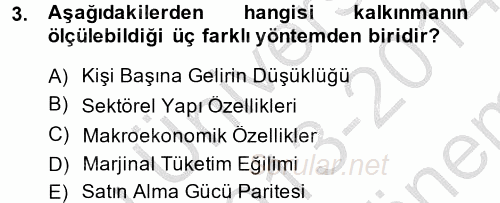 Gelişmekte Olan Ülkelerde Siyaset 2013 - 2014 Dönem Sonu Sınavı 3.Soru