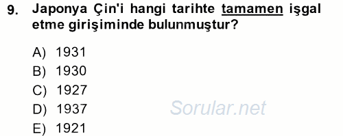 Gelişmekte Olan Ülkelerde Siyaset 2013 - 2014 Dönem Sonu Sınavı 9.Soru