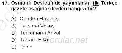 Haberciliğin Temel Kavramları 2014 - 2015 Ara Sınavı 17.Soru