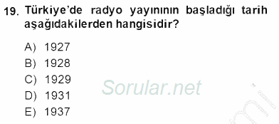 Haberciliğin Temel Kavramları 2014 - 2015 Ara Sınavı 19.Soru