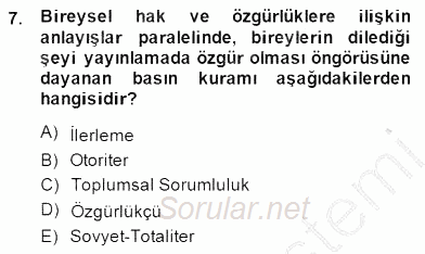 Haberciliğin Temel Kavramları 2014 - 2015 Ara Sınavı 7.Soru