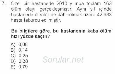 Tıbbi İstatistik 2012 - 2013 Tek Ders Sınavı 7.Soru
