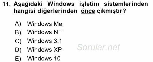 İşletim Sistemleri 2016 - 2017 Dönem Sonu Sınavı 11.Soru