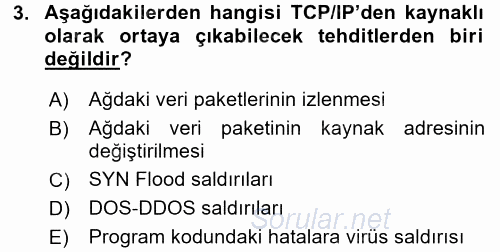 İşletim Sistemleri 2016 - 2017 Dönem Sonu Sınavı 3.Soru