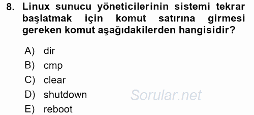 İşletim Sistemleri 2016 - 2017 Dönem Sonu Sınavı 8.Soru