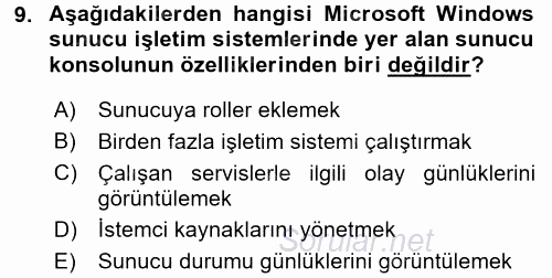 İşletim Sistemleri 2016 - 2017 Dönem Sonu Sınavı 9.Soru