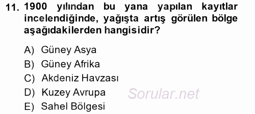 Enerji ve Çevre 2014 - 2015 Dönem Sonu Sınavı 11.Soru