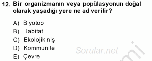 Enerji ve Çevre 2014 - 2015 Dönem Sonu Sınavı 12.Soru