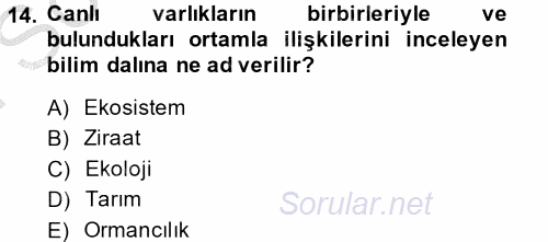 Enerji ve Çevre 2014 - 2015 Dönem Sonu Sınavı 14.Soru