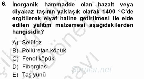 Enerji ve Çevre 2014 - 2015 Dönem Sonu Sınavı 6.Soru