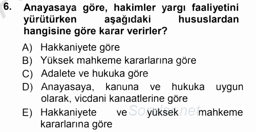 Medeni Usul Hukuku 2012 - 2013 Ara Sınavı 6.Soru