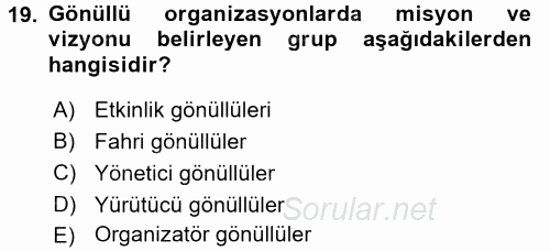 Rekreasyon Yönetimi 2017 - 2018 Ara Sınavı 19.Soru