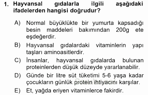 Hayvan Yetiştirme 2016 - 2017 3 Ders Sınavı 1.Soru