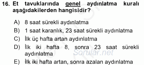 Hayvan Yetiştirme 2016 - 2017 3 Ders Sınavı 16.Soru