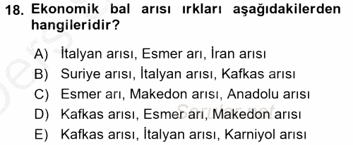 Hayvan Yetiştirme 2016 - 2017 3 Ders Sınavı 18.Soru