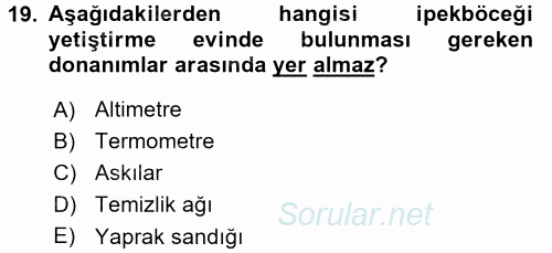 Hayvan Yetiştirme 2016 - 2017 3 Ders Sınavı 19.Soru