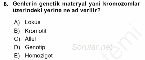 Hayvan Yetiştirme 2016 - 2017 3 Ders Sınavı 6.Soru