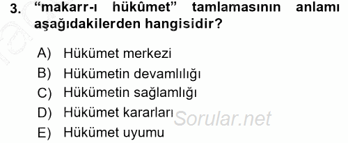 Osmanlı Türkçesi Metinleri 1 2015 - 2016 Ara Sınavı 3.Soru