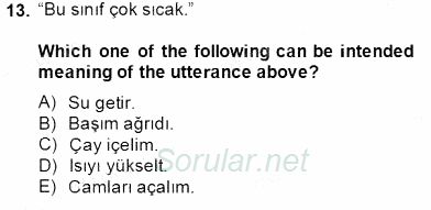 Türkçe Tümce Bilgisi Ve Anlambilim 2014 - 2015 Dönem Sonu Sınavı 13.Soru