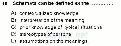Türkçe Tümce Bilgisi Ve Anlambilim 2014 - 2015 Dönem Sonu Sınavı 16.Soru