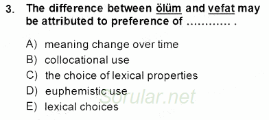 Türkçe Tümce Bilgisi Ve Anlambilim 2014 - 2015 Dönem Sonu Sınavı 3.Soru