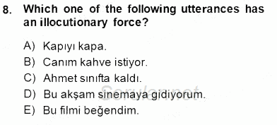 Türkçe Tümce Bilgisi Ve Anlambilim 2014 - 2015 Dönem Sonu Sınavı 8.Soru