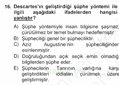 Zihin Felsefesi 2012 - 2013 Ara Sınavı 16.Soru