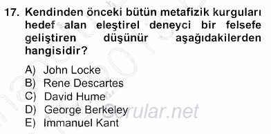 Zihin Felsefesi 2012 - 2013 Ara Sınavı 17.Soru