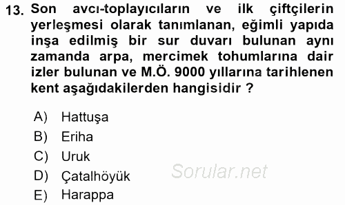 Kentler, Planlama ve Afet Risk Yönetimi 2017 - 2018 Ara Sınavı 13.Soru