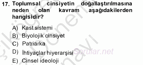 Çalışma Sosyolojisi 2014 - 2015 Dönem Sonu Sınavı 17.Soru