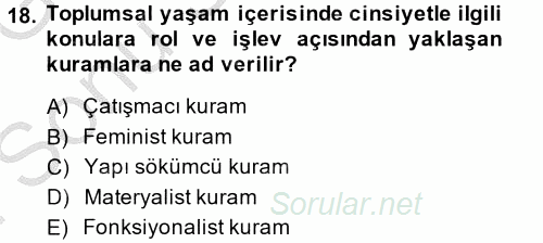 Çalışma Sosyolojisi 2014 - 2015 Dönem Sonu Sınavı 18.Soru