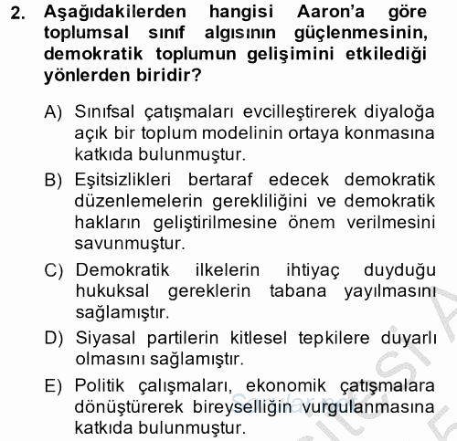 Çalışma Sosyolojisi 2014 - 2015 Dönem Sonu Sınavı 2.Soru