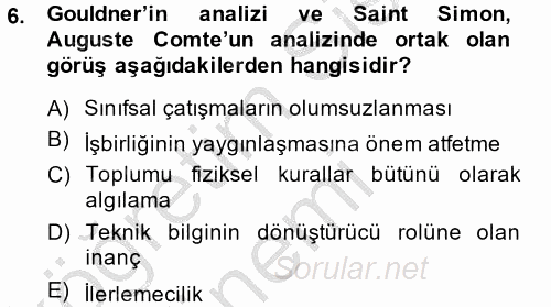 Çalışma Sosyolojisi 2014 - 2015 Dönem Sonu Sınavı 6.Soru