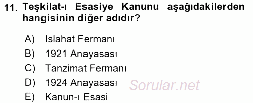 Temel İnsan Hakları Bilgisi 2 2017 - 2018 Dönem Sonu Sınavı 11.Soru