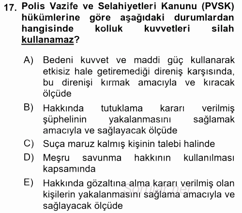 Temel İnsan Hakları Bilgisi 2 2017 - 2018 Dönem Sonu Sınavı 17.Soru