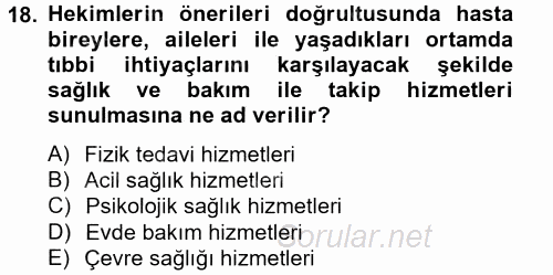 Sağlık Kurumlarında Finansal Yönetim 2014 - 2015 Tek Ders Sınavı 18.Soru