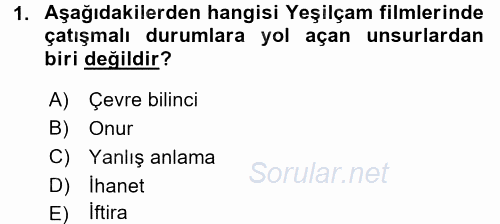 Film ve Video Kültürü 2015 - 2016 Dönem Sonu Sınavı 1.Soru