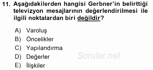 Film ve Video Kültürü 2015 - 2016 Dönem Sonu Sınavı 11.Soru