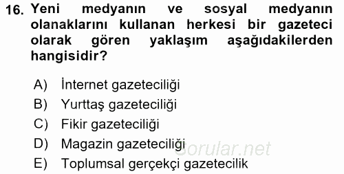 Film ve Video Kültürü 2015 - 2016 Dönem Sonu Sınavı 16.Soru