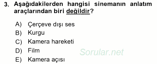 Film ve Video Kültürü 2015 - 2016 Dönem Sonu Sınavı 3.Soru
