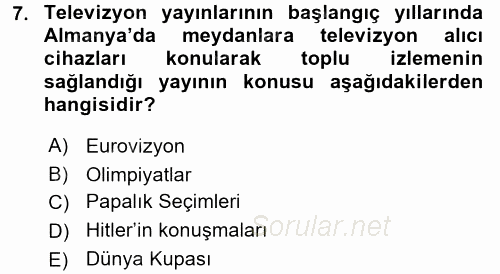 Film ve Video Kültürü 2015 - 2016 Dönem Sonu Sınavı 7.Soru