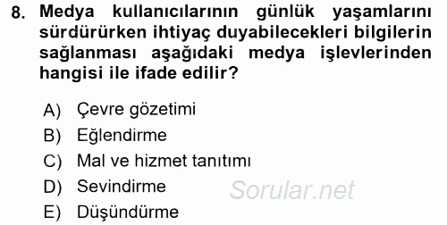 Film ve Video Kültürü 2015 - 2016 Dönem Sonu Sınavı 8.Soru