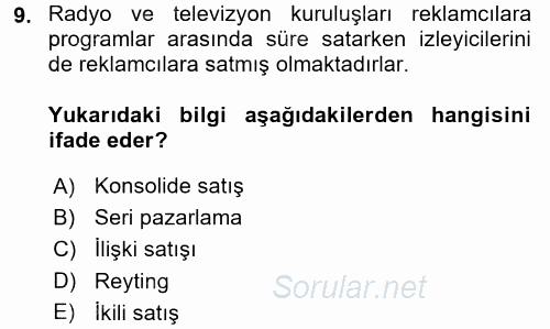 Film ve Video Kültürü 2015 - 2016 Dönem Sonu Sınavı 9.Soru